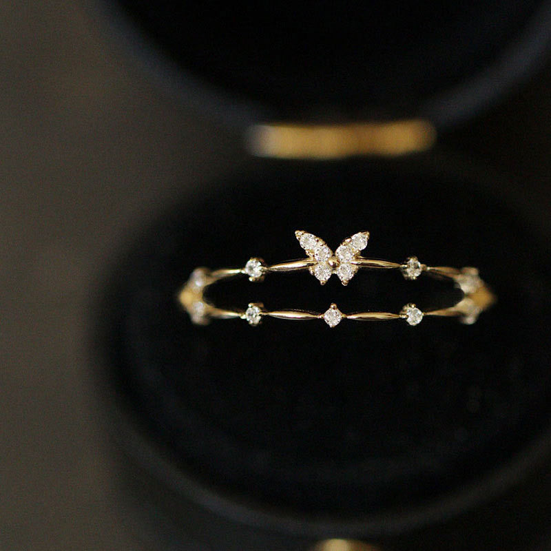 Luxury Butterfly Ring with Sparkling Zirconia - Aurielle-Gold-Nora Luxe