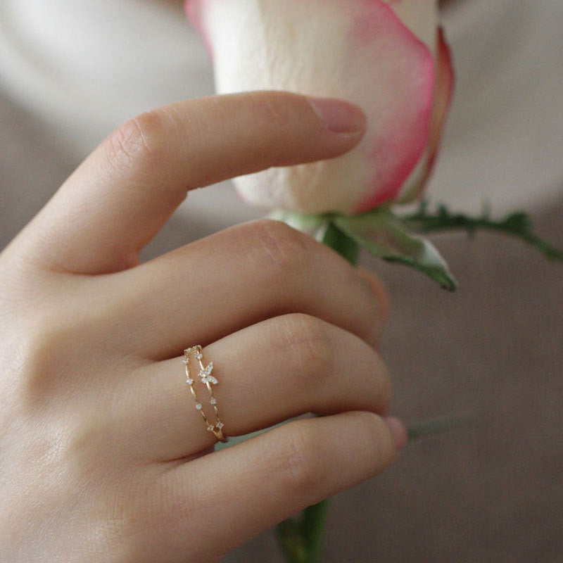 Luxury Butterfly Ring with Sparkling Zirconia - Aurielle-Gold-Nora Luxe