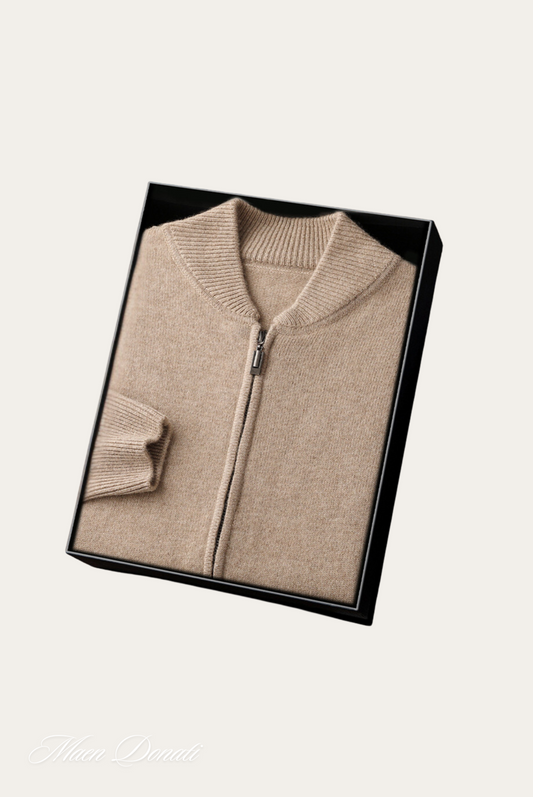 Luxury Cashmere Men's Sweater - Lucas-Light brown-M-Nora Luxe