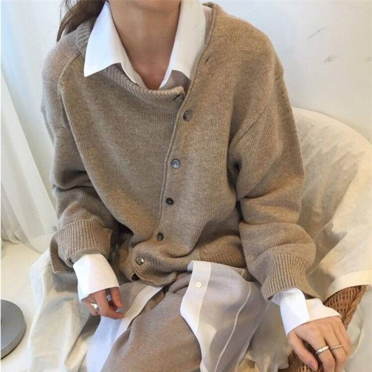 Luxury Cashmere Vest with Button Details - Aurora-Brown-S-Nora Luxe