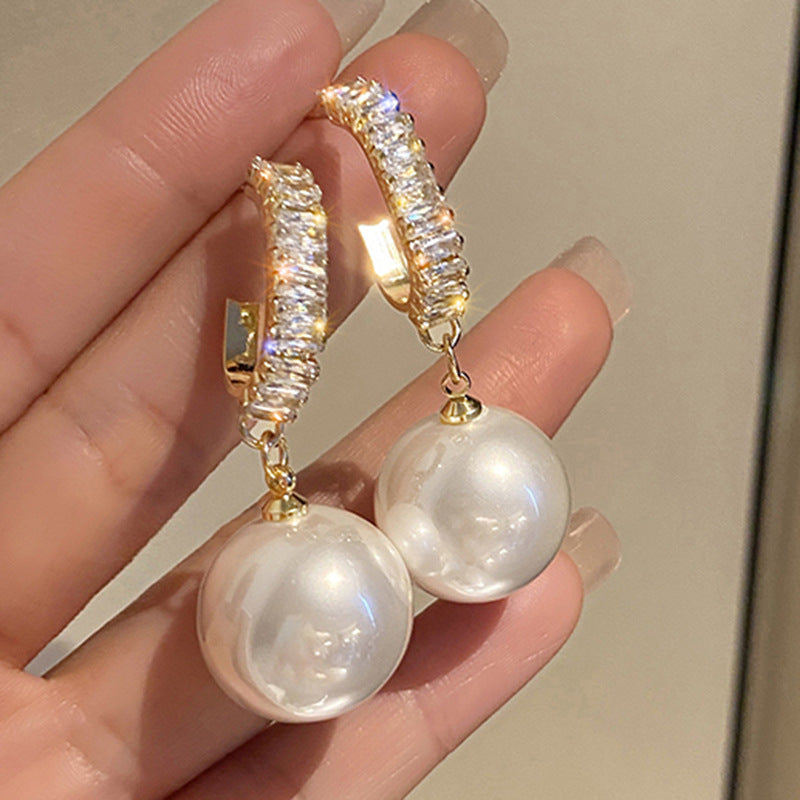 Luxury Earrings with Pearls and Zirconia - Amara-Blue-Nora Luxe