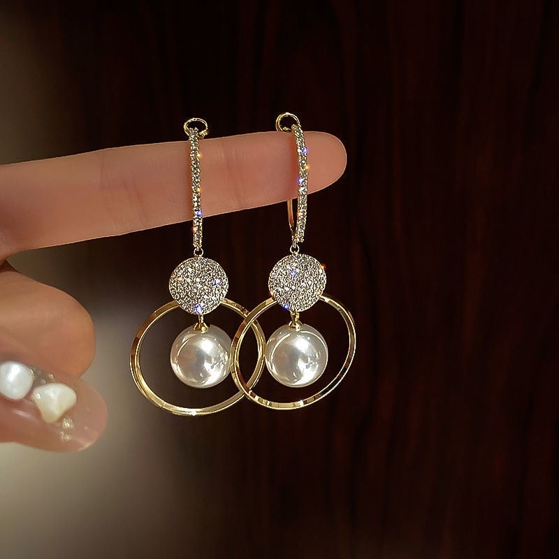 Luxury Earrings with Pearls and Zirconia - Amelise-Nora Luxe