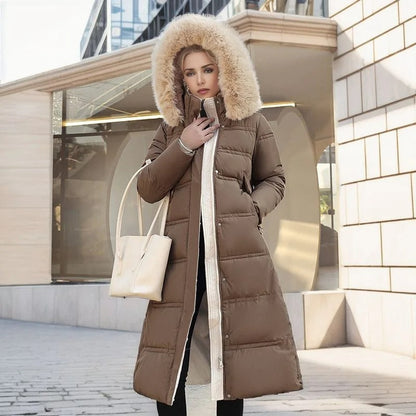 Luxury Faux Fur Winter Coat for Women - Amara-Brown-S-Nora Luxe