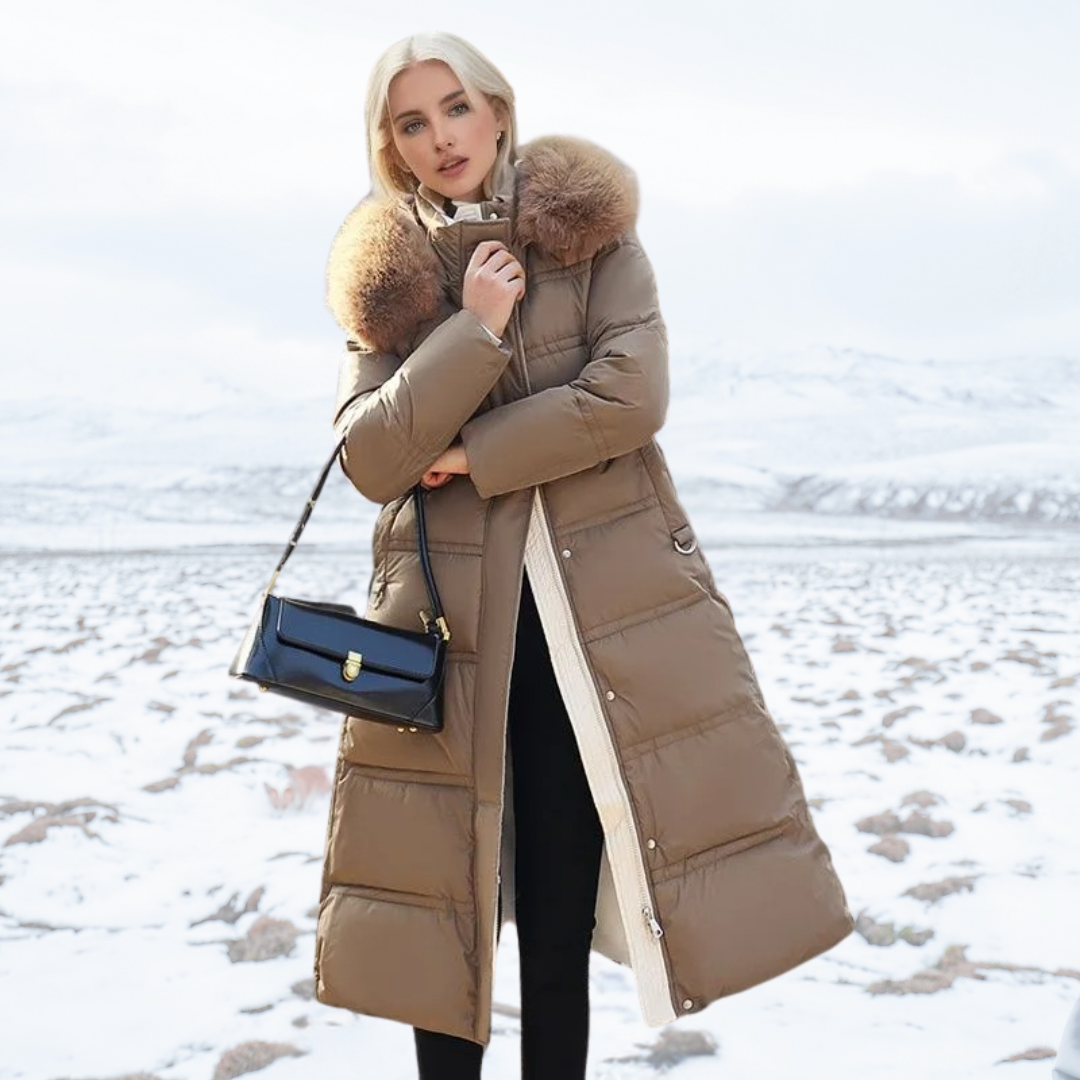 Luxury Faux Fur Winter Coat for Women - Amara-Brown-S-Nora Luxe