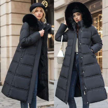 Luxury Faux Fur Winter Coat for Women - Amara-Brown-S-Nora Luxe