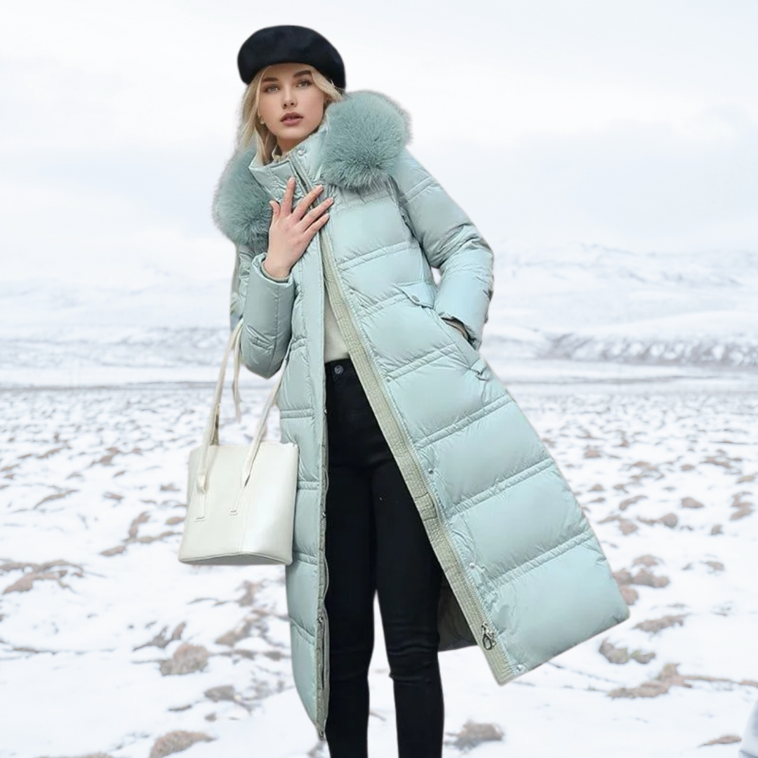 Luxury Faux Fur Winter Coat for Women - Amara-Light blue-S-Nora Luxe