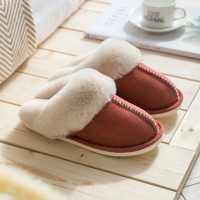 Luxury Faux Suede Women's Slippers - Celine-Red-4.0-4.5-Nora Luxe