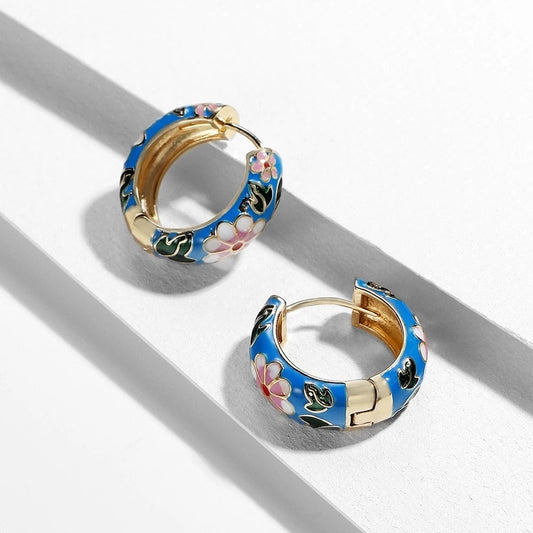 Luxury Flower Earrings - Roselle-Blue-Nora Luxe