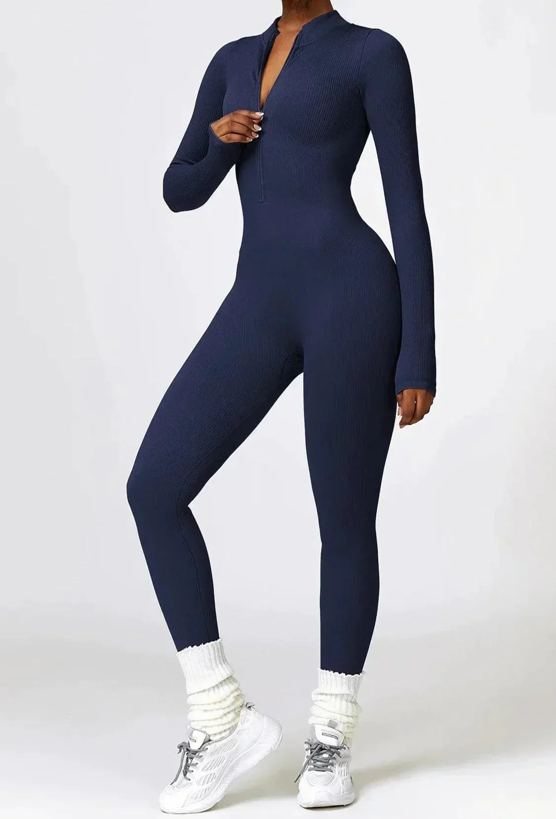 Luxury Full-Body Romper with Long Sleeves - Lisa-Black-XS-Nora Luxe