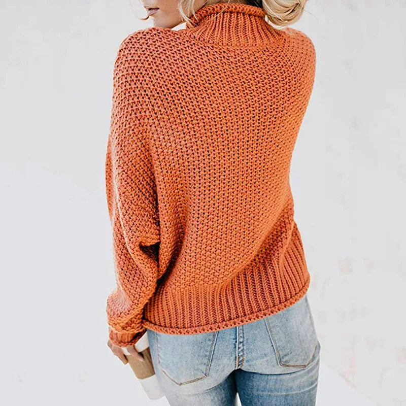 Luxury Ladies Roll Neck - Emma-Orange-S-Nora Luxe