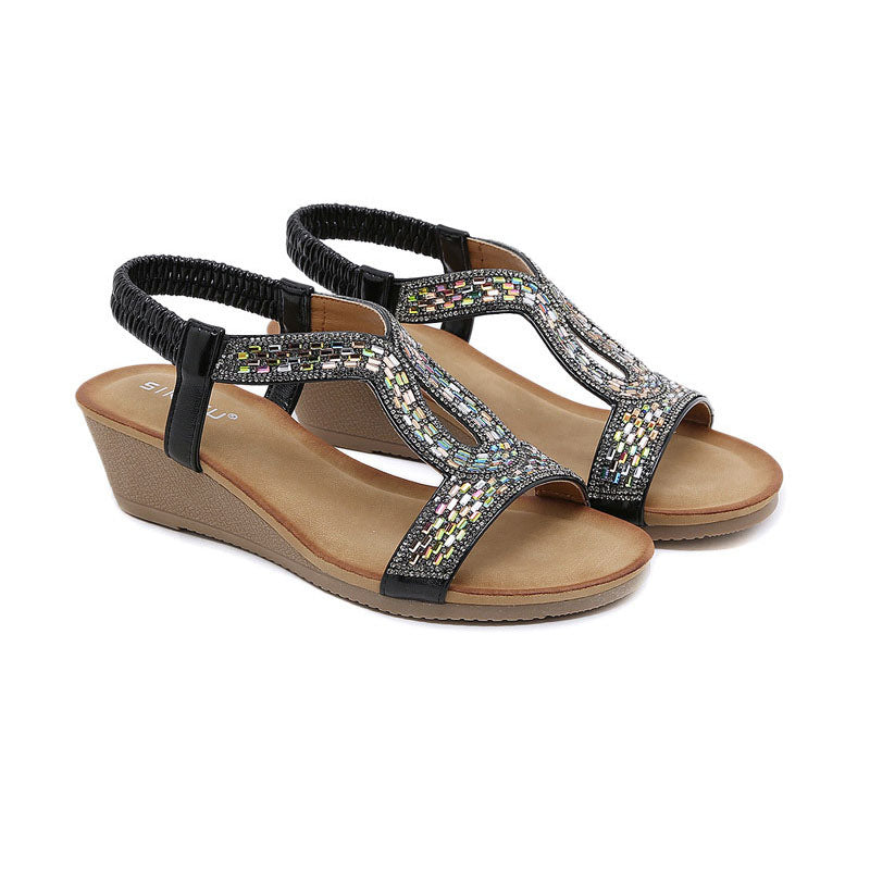 Luxury Ladies' Sandals with Wedge Heel – Celeste-Black-3-State of Style