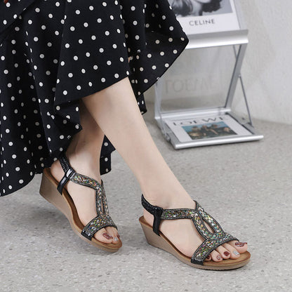 Luxury Ladies' Sandals with Wedge Heel – Celeste-Black-3-State of Style