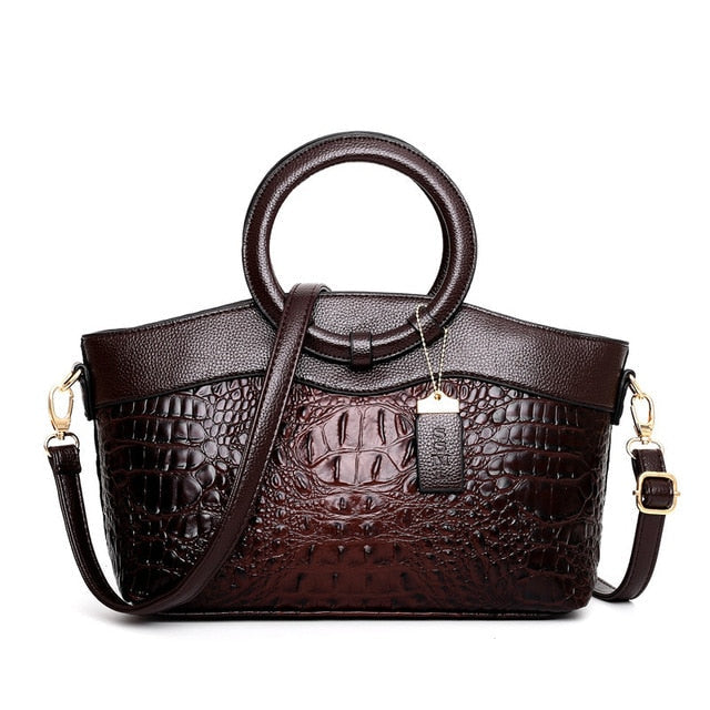 Luxury Leather Shoulder Bag - Liva-Brown-Nora Luxe