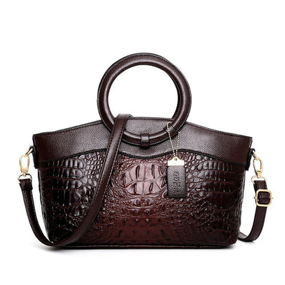 Luxury Leather Shoulder Bag - Liva-Brown-Nora Luxe