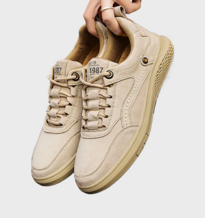 Luxury Leather Sneakers with Lace-Up Closure - Victor-5.5-Gray-Nora Luxe