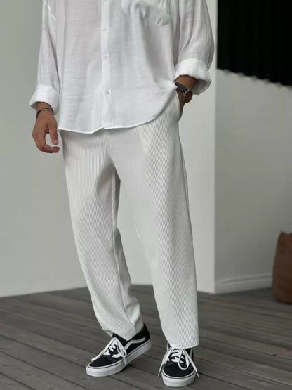 Luxury Men's Trousers in Soft Fabric – Alessio-White-S-Nora Luxe
