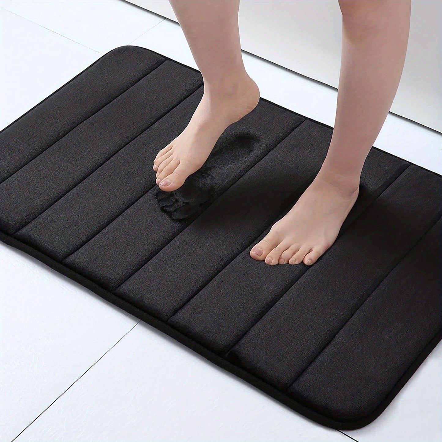 Luxury Non-Slip Bath Mat - Livia-Black-19.69 inches x 31.50 inches-Nora Luxe