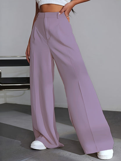 Luxury Plain Trousers With Wide Legs - Lana-S-White-Nora Luxe
