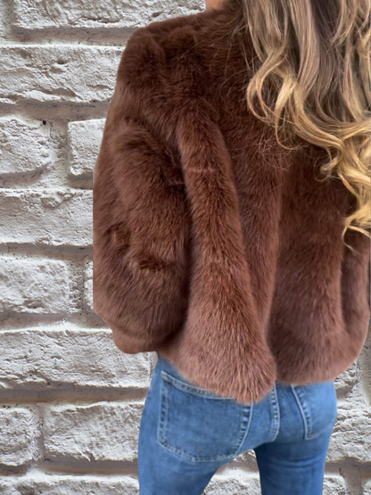 Luxury Soft Ladies Coat - Aurora-Brown-S-Nora Luxe