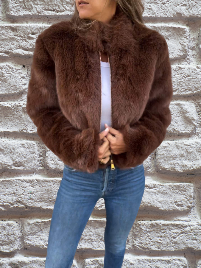 Luxury Soft Ladies Coat - Aurora-Brown-S-Nora Luxe