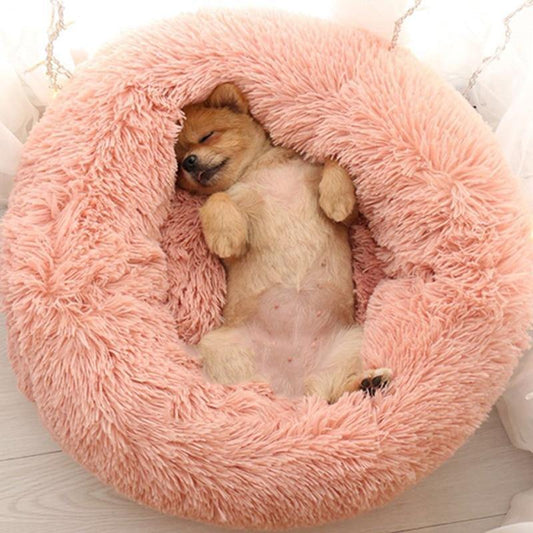 Luxury Soft Plush Dog Bed - FluffyNest-Pink-S '15.75 inches'-Nora Luxe