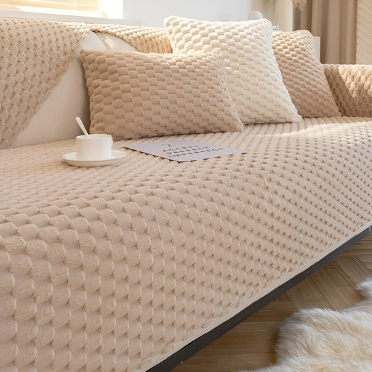 Luxury Velvet Sofa Cover - VeluLuxe-Beige-1 pillow - 35.43″ × 47.24″-Nora Luxe
