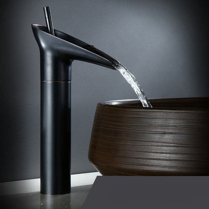 Luxury Waterfall Basin Tap - CascadeFlow-Black High-Nora Luxe