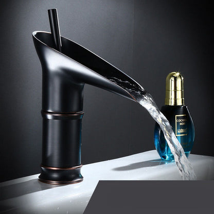 Luxury Waterfall Basin Tap - CascadeFlow-Black Short-Nora Luxe