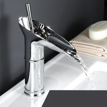Luxury Waterfall Basin Tap - CascadeFlow-Chromium Short-Nora Luxe