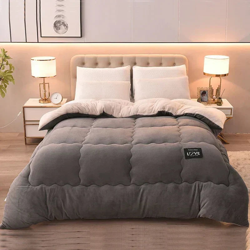 Luxury Winter Duvet with Double Flannel Fleece - FrostGuard-Gray-59.06 inches-Nora Luxe