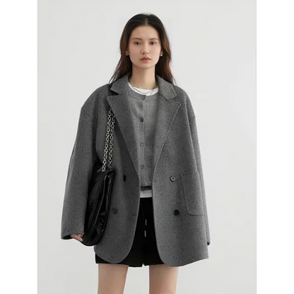 Luxury Wool Women's Coat - Aurora-Gray-S-Nora Luxe