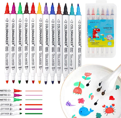 Magical Water Markers - AquaArt Pens-Set of 6 + 6 FREE Markers-Nora Luxe
