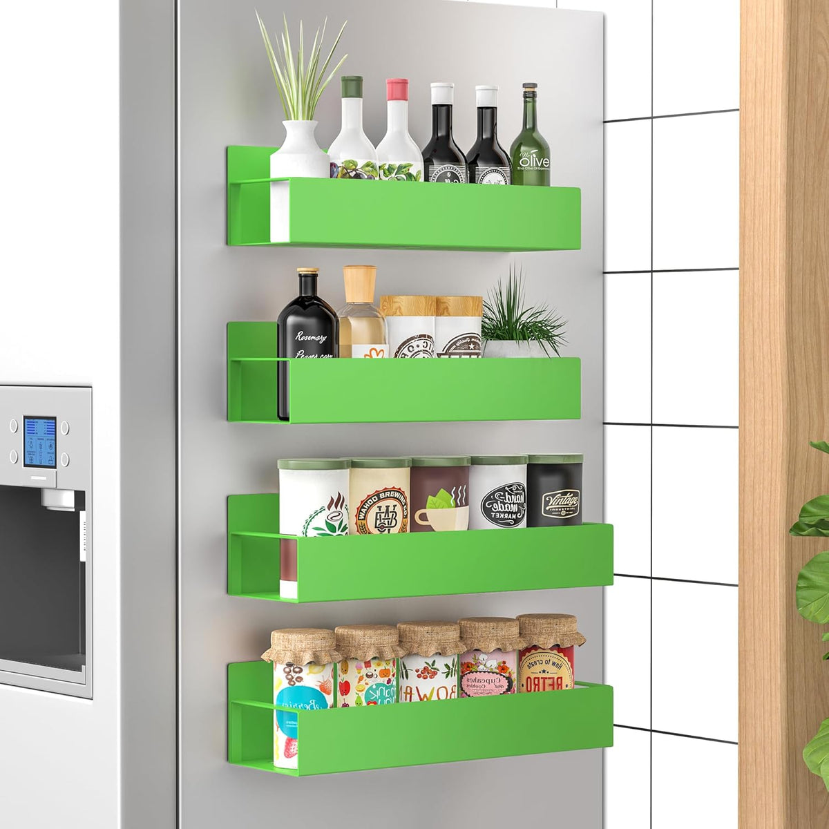 Magnetic Spice Rack Set of 4 – SpiceGrip-Green-Nora Luxe