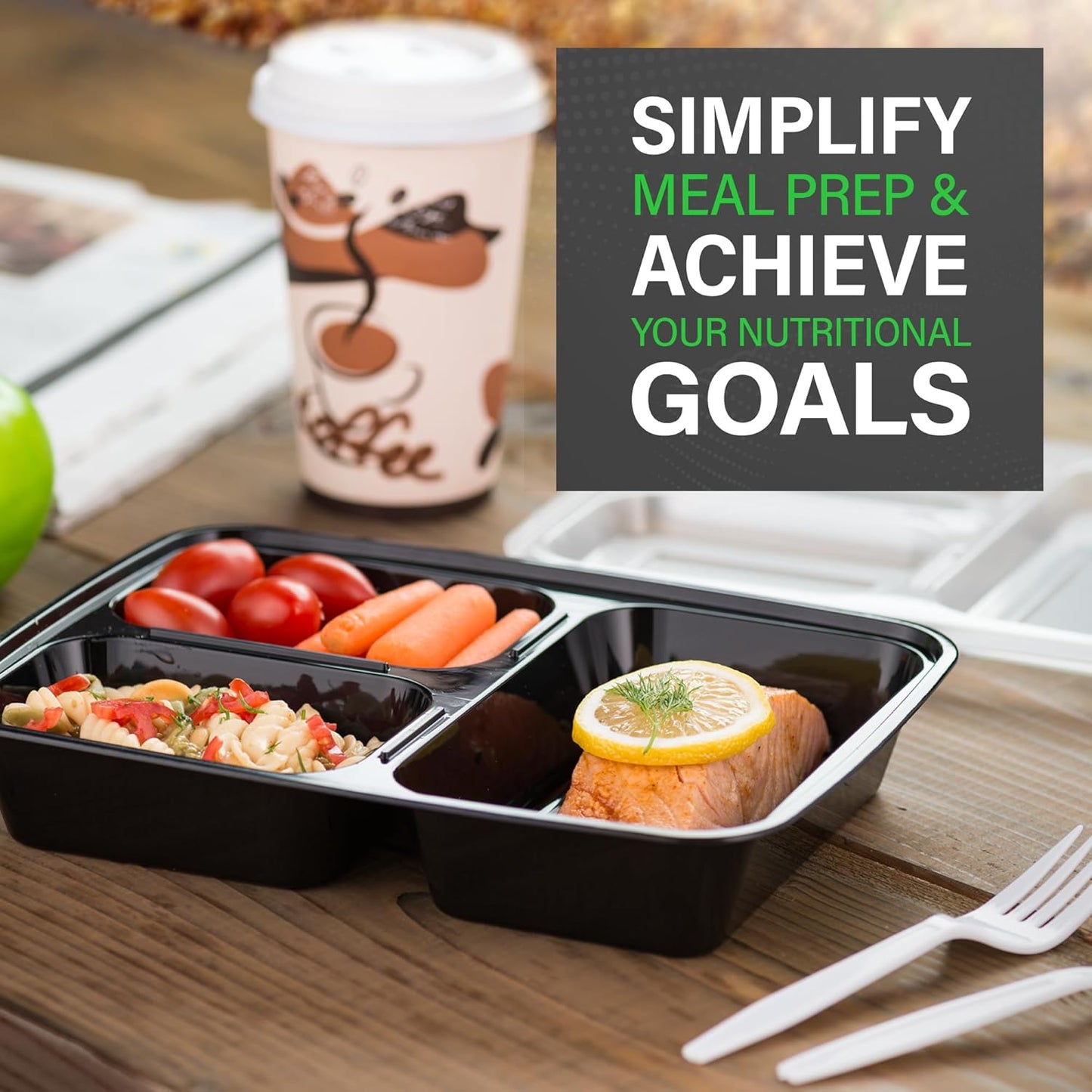 Meal Prep Containers – 3 Compartment Bento Dozen with Lid 900 ml [20 Pack]-Nora Luxe