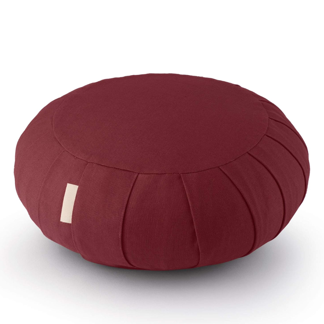 Meditation cushion made of organic cotton with buckwheat hulls-Brown-Nora Luxe