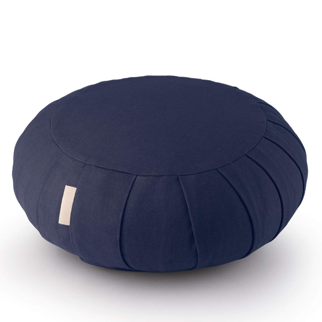 Meditation cushion made of organic cotton with buckwheat hulls-Dark blue-Nora Luxe