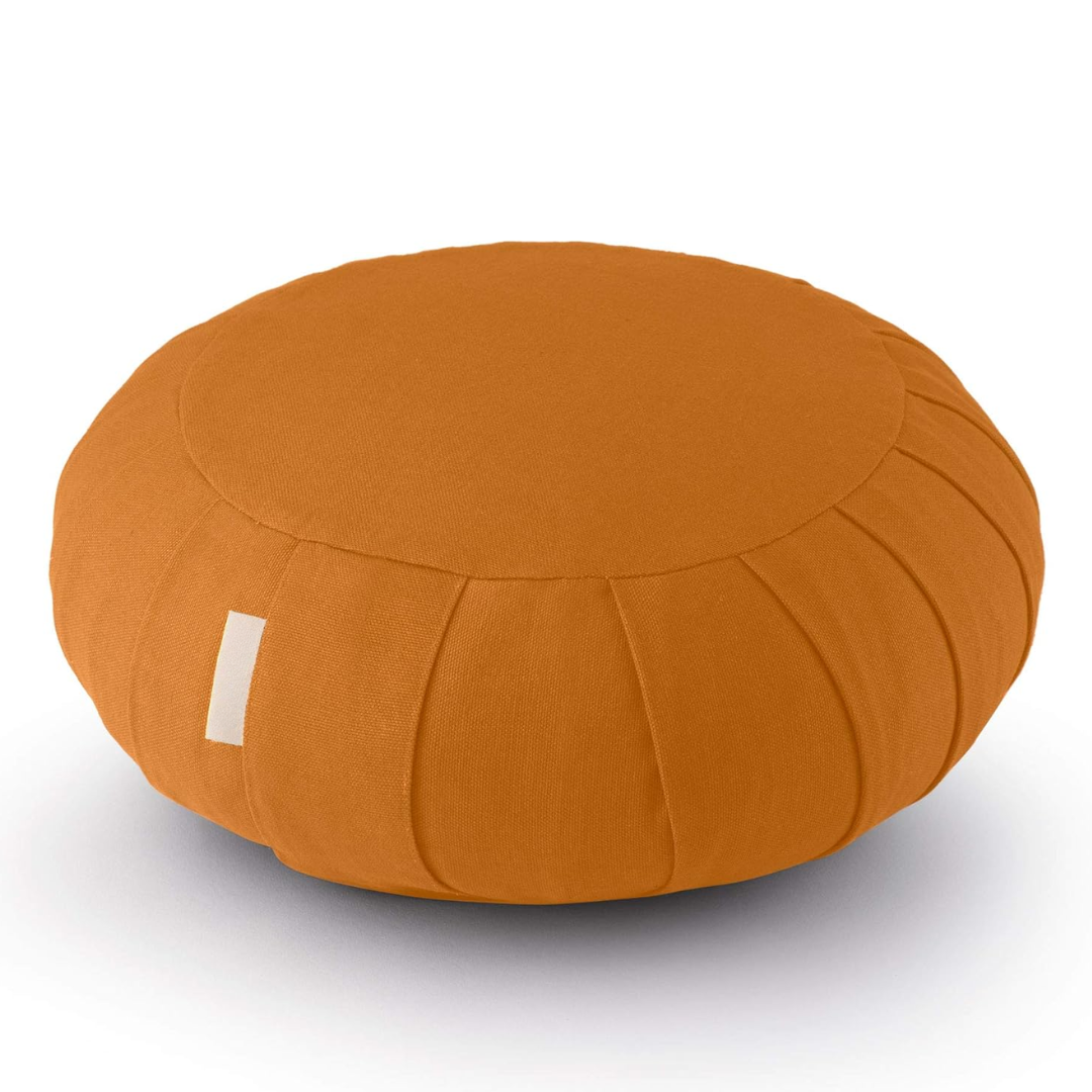 Meditation cushion made of organic cotton with buckwheat hulls-Orange-Nora Luxe