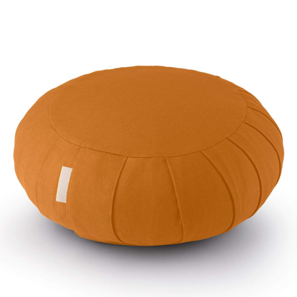Meditation cushion made of organic cotton with buckwheat hulls-Orange-Nora Luxe