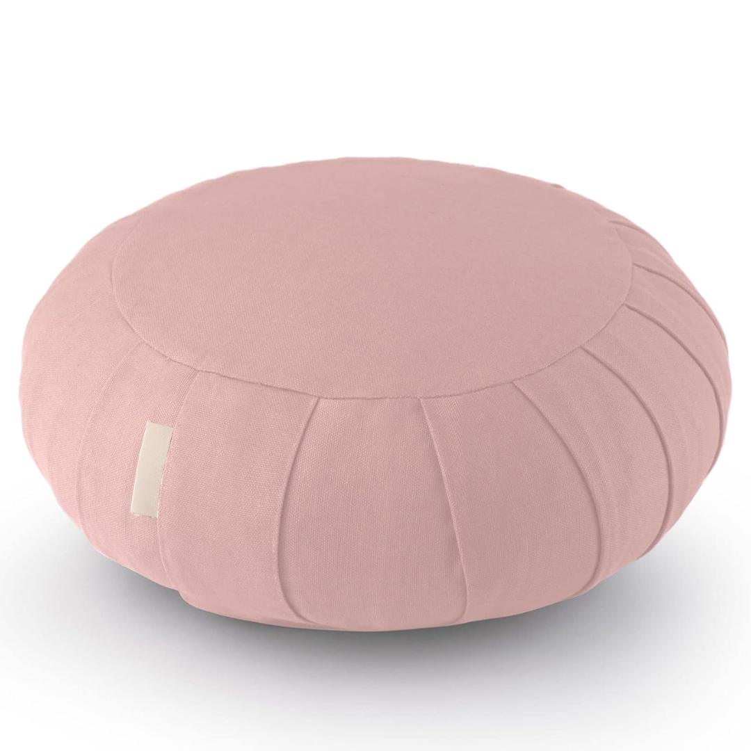 Meditation cushion made of organic cotton with buckwheat hulls-Pink-Nora Luxe
