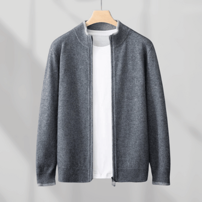 Men's Cashmere Zip Jacket – Laurent-Dark grey-S-Nora Luxe