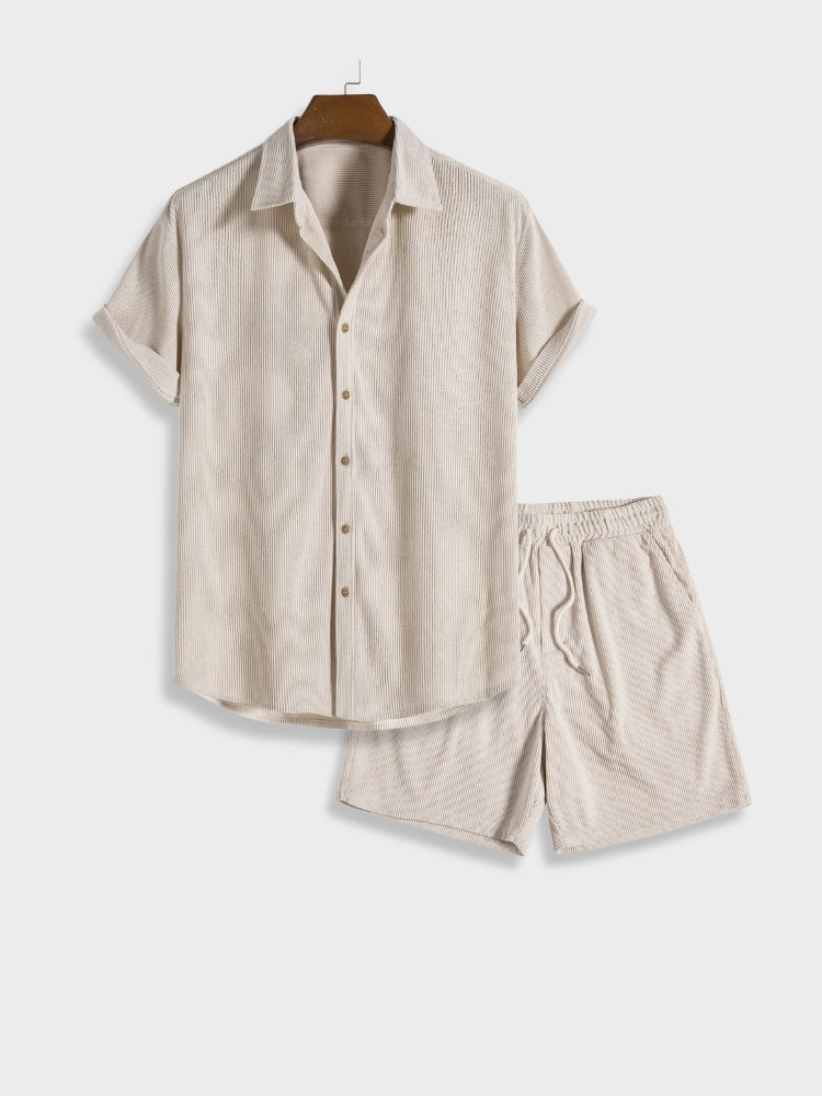 Men's Corduroy Summer Trousers with Button Closure – Sven-Beige-S-State of Style
