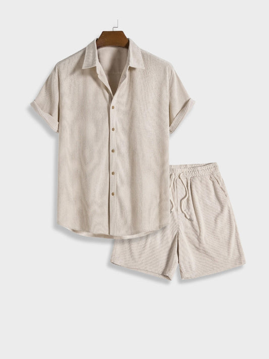 Men's Corduroy Summer Trousers with Button Closure – Sven-Beige-S-State of Style