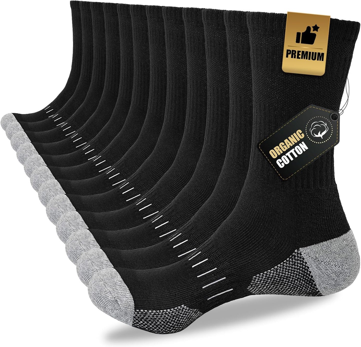 Men's Crew Socks (6 Pairs) - Daniel-Black-S - 6.5-8.0-Nora Luxe