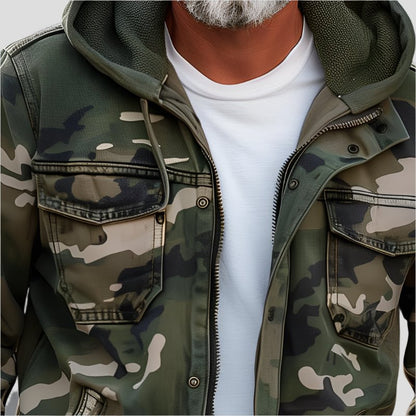 Men's hooded jacket in camouflage look – Bruno-Gray-XS-Nora Luxe