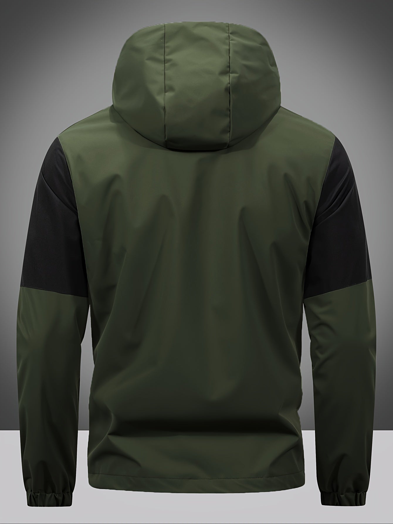 Men's Jacket with Zip, Hood and Colour Block Design - Milan-Olive green-S-Nora Luxe