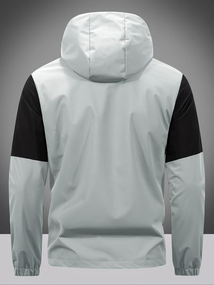 Men's Jacket with Zip, Hood and Colour Block Design - Milan-Olive green-S-Nora Luxe