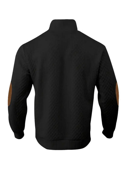 Men's Knitted Outdoor Sweater with Patches - Logan-Black-S-Nora Luxe