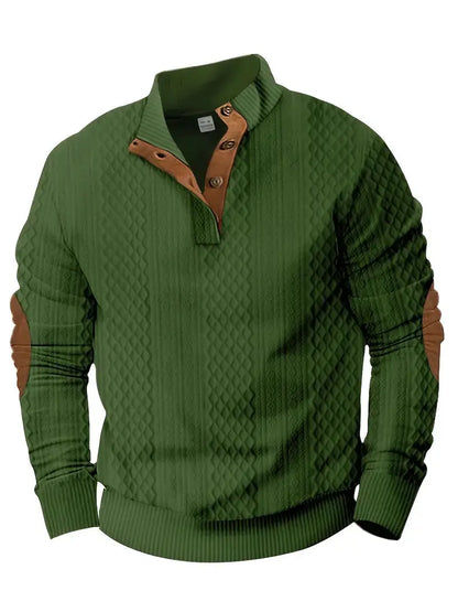 Men's Knitted Outdoor Sweater with Patches - Logan-Black-S-Nora Luxe