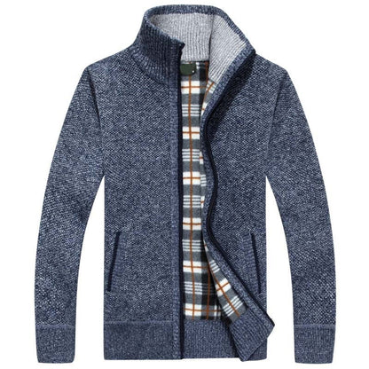 Men's Knitted Zipped Cardigan - Victor-Blue-M-Nora Luxe