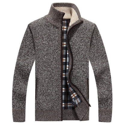 Men's Knitted Zipped Cardigan - Victor-Brown-M-Nora Luxe